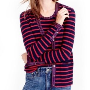 Navy and Red Striped Cardigan Sz M